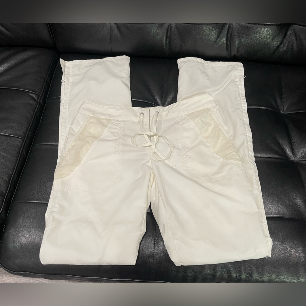 Elie Tahari White Wide Leg Track Pants‎ with mesh detail